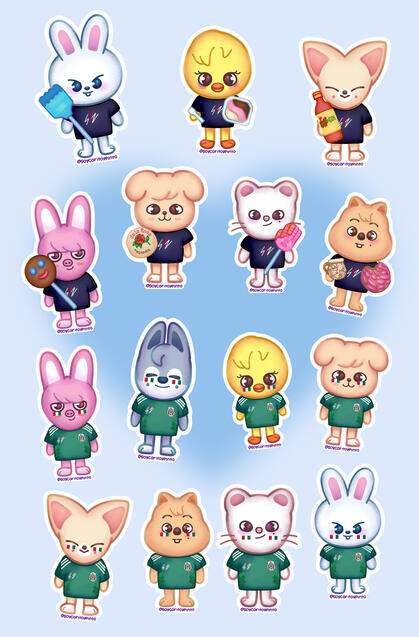 Ilustraciones: Skzoo mexa. Freebies Stray kids 2025.